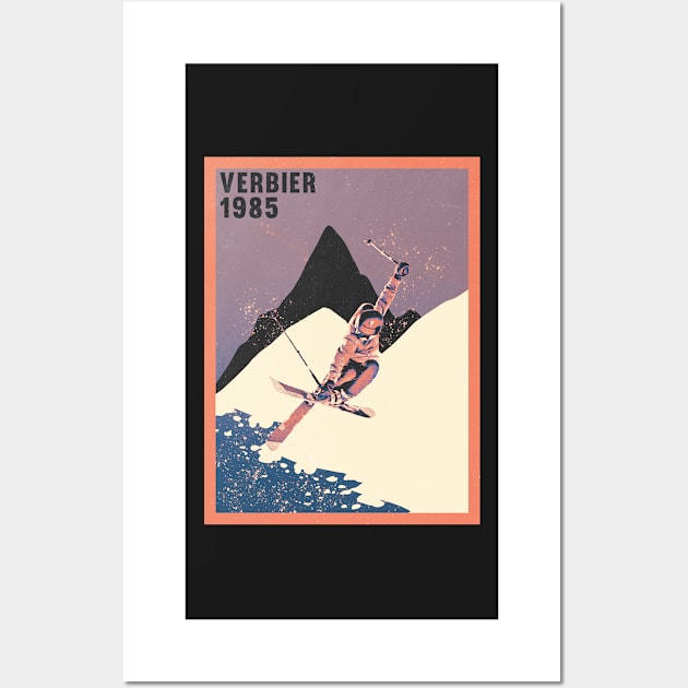 Verbier ski mountains 1985 vintage skiing 80's Wall Art by Captain-Jackson